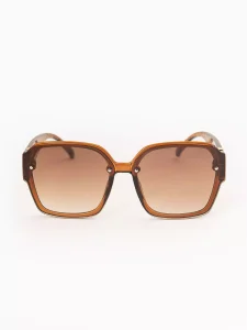 Brown Textured Square Sunglasses
