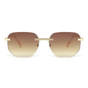 Metal Frame Brown Rimless Sunglasses