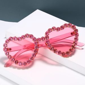 Pink Heart Rhinestone Party Glasses